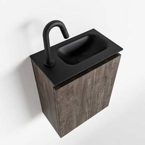 Mondiaz Ture 40cm toiletmeubel dark brown met wastafel urban rechts 1 kraangat