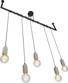 Industriële hanglamp zwart met beton 5-lichts - Cavoba