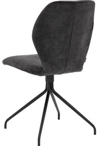 Goossens Eetkamerstoel Hera antraciet velvet stof leuning, modern design