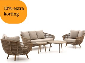 + 10% kassakorting | Stoel-bank loungeset Intenso | 5 personen | Loungeset Beige | Wicker (vlechtwerk) | Kees Smit Tuinmeubelen