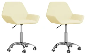 vidaXL Eetkamerstoelen draaibaar 2 st stof crèmekleurig