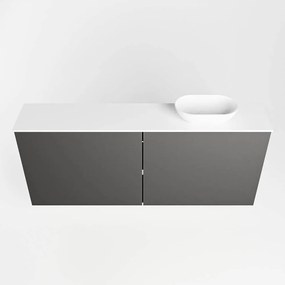 Mondiaz Fowy toiletmeubel 120cm dark grey met witte waskom rechts zonder kraangat