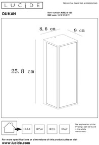 Lucide Dukan wandlamp 15W 25x9cm zwart