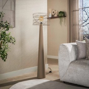 Vloerlamp Met Open Draadkap Beige