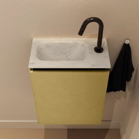 Mondiaz Ture DLux toiletmeubel 40cm oro met wastafel opalo links met kraangat