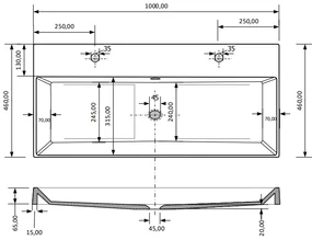 Fontana Kolo wastafelmeubel walnoot 100cm zwarte wastafel 2 kraangaten met ronde spiegel