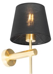Moderne wandlamp messing met zwart - Pluk