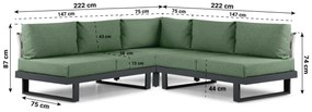 Hoek loungeset 5 personen Aluminium Grijs  Lifestyle Garden Furniture Lorenzo