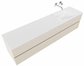 Mondiaz Vica 200cm badmeubel linen 4 lades wastafel Cloud rechts zonder kraangat