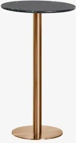 Ronde Hoge Bartafel Ø60 Cm In Natuurlijk Steen Xiren Big Flower Groen Marmer - Geborsteld Roségoud - Sklum