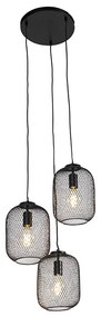 Eettafel / Eetkamer Industriële hanglamp zwart 45 cm 3-lichts - Bliss Mesh Industriele / Industrie / Industrial E27 Draadlamp rond Binnenverlichting Lamp