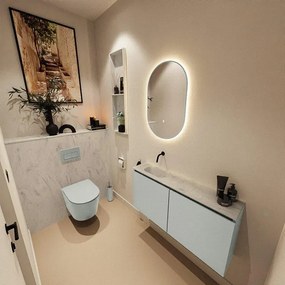 MONDIAZ TURE-DLUX 100cm toiletmeubel Greey. EDEN wastafel Opalo positie links. Zonder kraangat. TUREDX100GREL0OPA