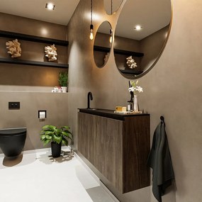 Mondiaz Ture 100cm toiletmeubel dark brown met wastafel urban links 1 kraangat