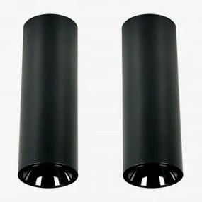 Set Van 2 Ronde Led-opbouwplafondlampen Ø7,2 Cm In Aluminium Luisiana Warm Wit 2700k & Zwart & 8 W & 38º - Sklum