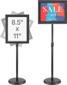 VEVOR Informatiestandaard met voet 279 x 216 mm Infostandaard Verstelbare hoogte 820-1250 mm Posterstandaard, robuuste bordhouderstandaard gevuld met zand of water, voor displays, reclame