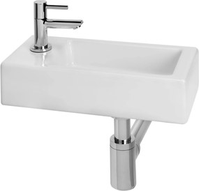 Saqu Combi-Pack M fonteinset met chromen kraan links glanzend wit keramiek
