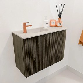 Mondiaz Joya DLux 60cm toiletmeubel ronding rechts shadow met wastafel faye links 1 kraangat ostra