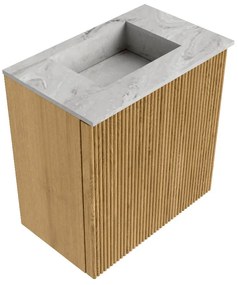 Mondiaz Joya DLux 40cm toiletmeubel oak met wastafel faye midden zonder kraangat glace