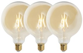 Set van 3 E27 dimbare LED lampen G125 goud 5W 450 lm 2200K