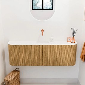 Mondiaz Joya 125cm toiletmeubel ronding links/rechts oak met wastafel faye midden zonder kraangat talc