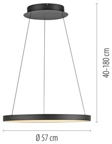 Design hanglamp zwart incl. LED dimbaar easylift - Hoop Binnenverlichting Lamp