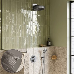 Saniclear Evolution Curved inbouw regendouche rond met 2 standen handdouche RVS
