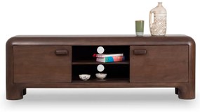 Tv-meubel Walnoot Hout Rond Design - 170x40x55cm.