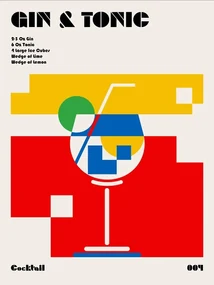 Ilustratie Gin a Tonic Bauhaus Cocktail, Retrodrome