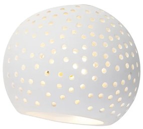Moderne wandlamp wit gips bol met lichteffect - Blur