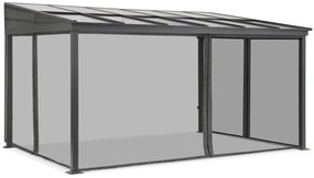 Aluminium terrasoverkapping 4 x 6 m Tarragona met muggengaas Garden Point antraciet