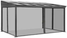 Aluminium terrasoverkapping 4 x 6 m Tarragona met muggengaas Garden Point antraciet