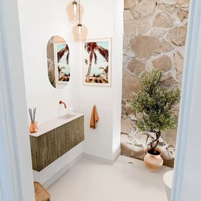 Mondiaz Joya DLux 90cm toiletmeubel dusk met wastafel faye rechts zonder kraangat meli
