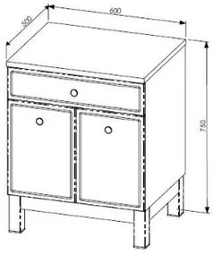 Comad Samoa badkamermeubel 60cm met witte waskom wit/eiken