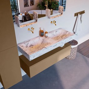 Mondiaz Alan DLux badmeubel 120cm oro 1 lade met wastafel glace dubbel zonder kraangat