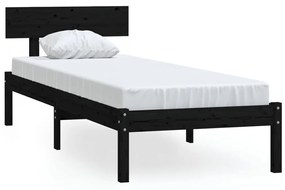 vidaXL Bedframe massief grenenhout zwart 90x200 cm