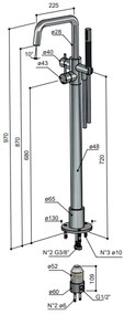 Hotbath Archie afbouwdeel badkraan vloermontage AR087 gunmetal geborsteld PVD