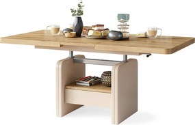 LEXUS verrijdbare koffietafel, met heffunctie, eiken artisan / beige