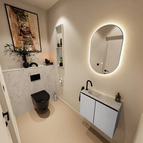 Mondiaz Ture DLux toiletmeubel 60cm plata met wastafel opalo links met kraangat