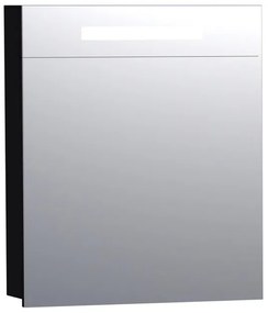 Saniclass 2.0 Spiegelkast - 60x70x15cm - verlichting geintegreerd - 1 rechtsdraaiende spiegeldeur - MDF - mat zwart 7321