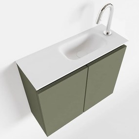 Mondiaz Ture 60cm toiletmeubel army met wastafel talc rechts 1 kraangat