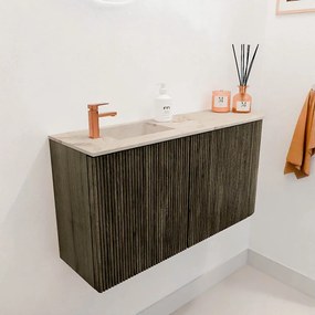 Mondiaz Joya DLux 80cm toiletmeubel ronding rechts shadow met wastafel faye links 1 kraangat frappe