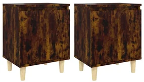 vidaXL Nachtkastjes 2 st met houten poten 40x30x50 cm gerookt eiken