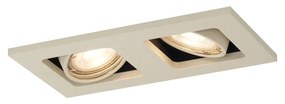 Moderne inbouwspot beige GU10 50mm draai- en kantelbaar 2-lichts - Qure