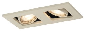 Set van 6 Moderne inbouwspot beige GU10 50mm draai- en kantelbaar 2-lichts - Qure GU10 Binnenverlichting Lamp