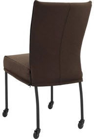 Goossens Eetkamerstoel Funk Zwarte Poten bruin leer leuning en met wielenZwart skater wiel met zwarte kap, modern design