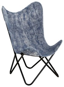 vidaXL Vlinderstoel canvas indigo-blauw