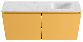 Mondiaz Ture DLux toiletmeubel 100cm ocher met wastafel opalo rechts met kraangat