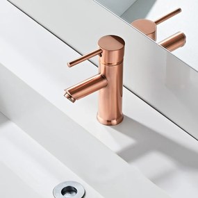 Saniclear Copper wastafelkraan met eenhendel bediening geborsteld koper