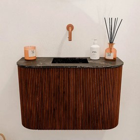Mondiaz Joya DLux 65cm toiletmeubel ronding links/rechts ruby met wastafel faye midden zonder kraangat lava