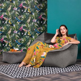 Natalia Velvet Armchair Bean Bag + Footstool